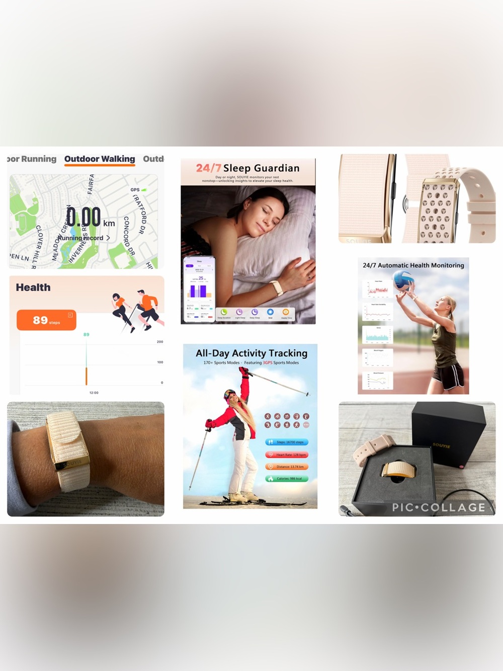 Rose Gold Smart Fitness Tracker with Sleep & Activity Monitoring
